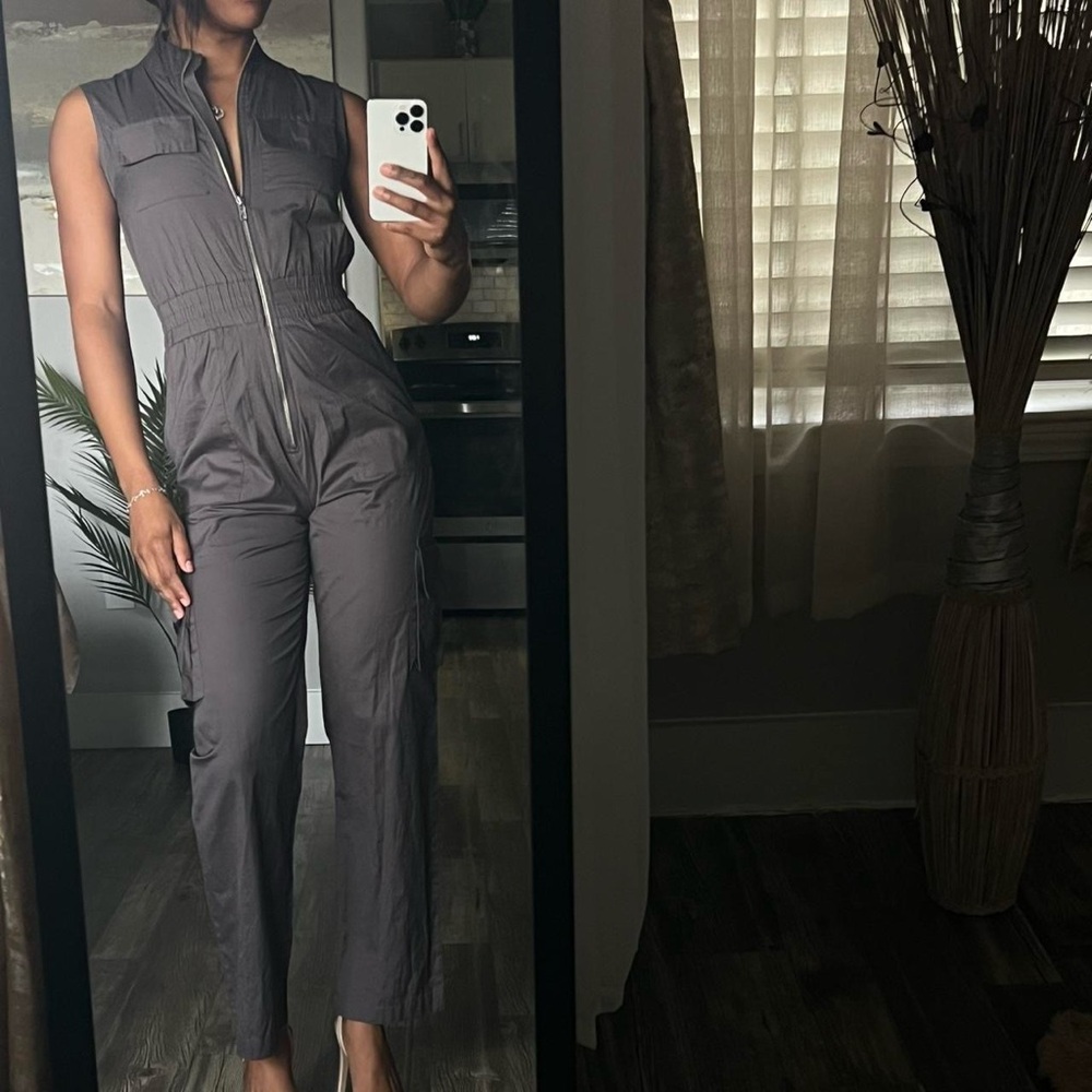 Sincerely Jules Charcoal Sleeveless Cargo Jumpsuit